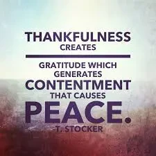 Value for December - Thankfulness & Peacefulness